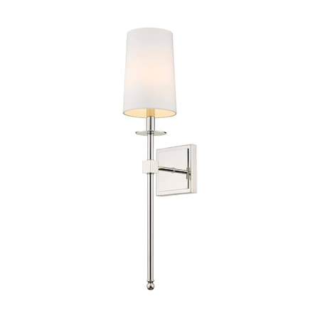 Z-Lite Camila 1 Light Wall Sconce, Polished Nickel & White 811-1S-PN